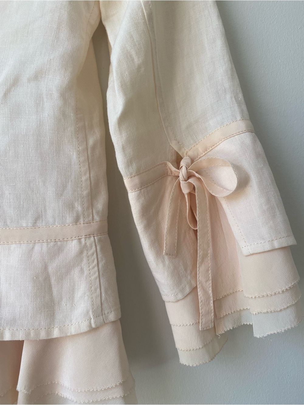 Cream Ruffle Hem Button-Up Jacket - Picture 6 of 7